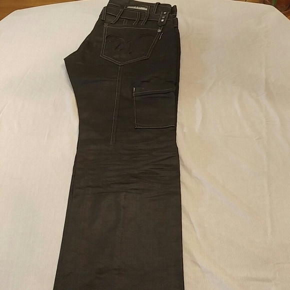 Black European double waisted designer denim - Picture 5 of 8